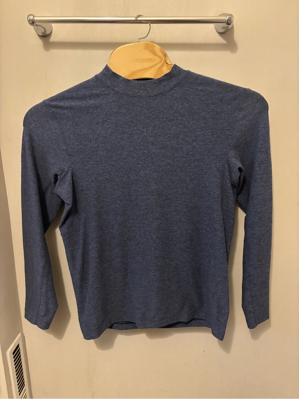 Lululemon Shirt Mens M Heathered Blue Rulu Mock Neck Long Sleeve Heavy LM3DDXS